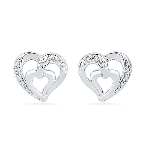 DGOLD Sterling Silver Round Diamond Fashion Earrings (0.03 Cttw)