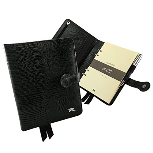 Agenda Diária Personalizada 2021 em Couro Lizard Preto