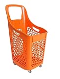 BALSAT Cesta de la Compra Carrito de la Compra para Tiendas y supermercados Varios Modelos Gran Capacidad 91 Litros (Naranja)