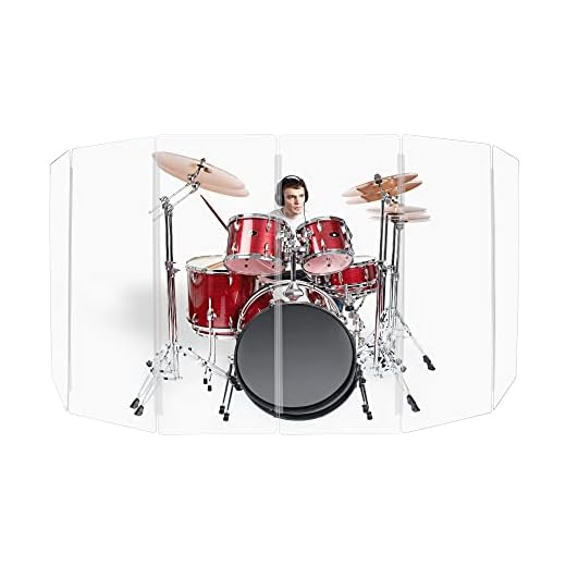 DS5 L Drum Shield 6 panels 2ft x 5ft tall - All Acrylic Drum Shield with 5 Full length living flexible Hinges - Pennzoni Display Co.