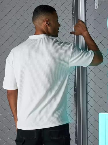 Image of Maniac || Mens || Solid || Round Neck || Half Sleeve || Seersucker || Cottonblend || Oversized || T-Shirt