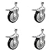 Polyurethane Swivel Threaded Stem Caster Set of 4 w/5
