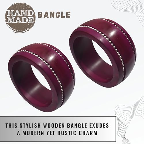 Image of Handmade Wooden Bangles for Women | Natural Wood Jewelry | Stylish Artisan Design | Ideal Christmas Gift for Her.