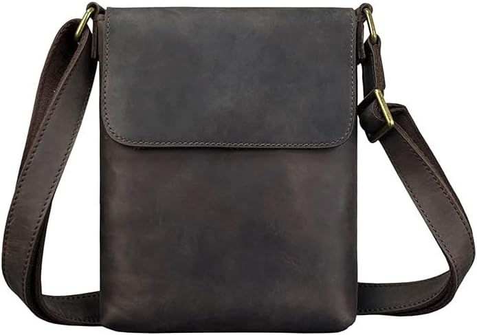 Retro Men's Bag Genuine Leather Leisure Shoulder Crazy Horse Crossbody Oxhide Minimalist