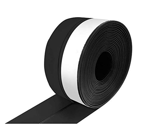 Silicone Seal Strip Door Bottom Strip Silicone Sealing Sticker Adhesive for Doors and Windows Gaps of Anti-Collision Silicone,16 Ft (35 mm-Width, Black)