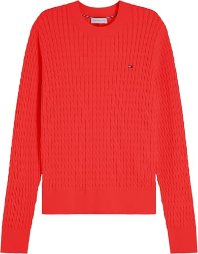 Tommy Hilfiger Damen Pullover Cable Fine Zopfstrick, Rot (Fire Red), XXS – Ansicht 5