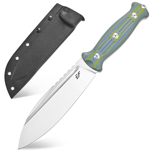 Eafengrow EF149 Fixed Blade Knife N690 Steel Blade Colorful G10 Handle Full Tang EDC Straight Knifes for Bushcraft Camping Survival(Green)