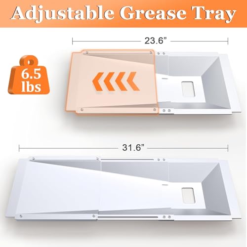 Image of Uniflasy Universal Grease Tray with Catch Pan fits Nexgrill, Charbroil, Dynaglo, Kenmore, BHG, Grill Master, Backyard, Uniflame, Expert Gas Grill, Adjustable Drip Pan for 3 /4 /5 Burner Gas Grill