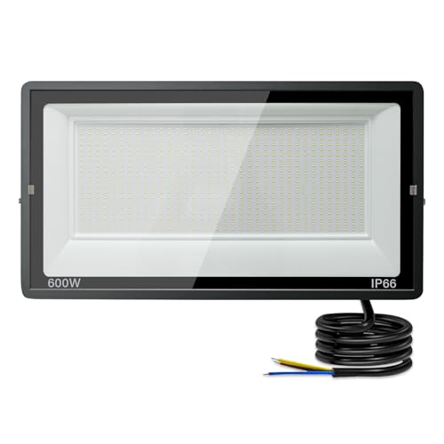 toobettp 600W Foco LED Exterior, 60000LM Focos Led 6500K Blanco Cálido, IP66 Impermeable Aplique Pared para Garaje Jardín Patio Parque