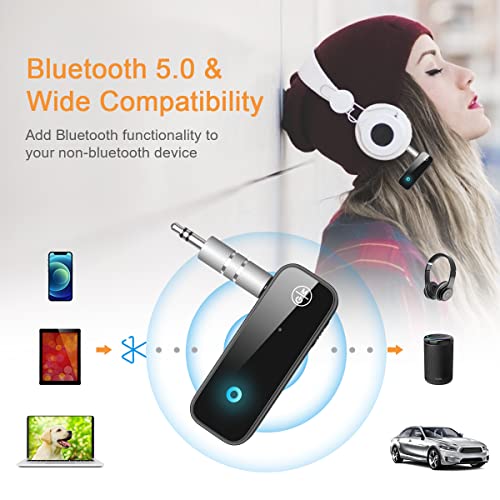 Jxtz (Upgraded) Bluetooth Aux Adpater For Car, Bluetooth Transmitter And Receiver, 3.5Mm Aux Bluetooth Car Adapter, Wireless Audio Receiver For Car Stereo/Home Stereo/Headphones/Speaker/Laptop/Tv #TOP3