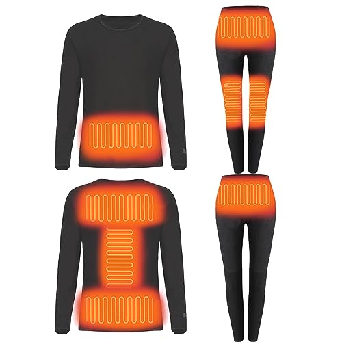 VLOBAOM Thermal Underwear Set for Man Woman, Long Johns Lightweight Thermal Top & Bottom Set for Hiking Camping,XL, Women Black