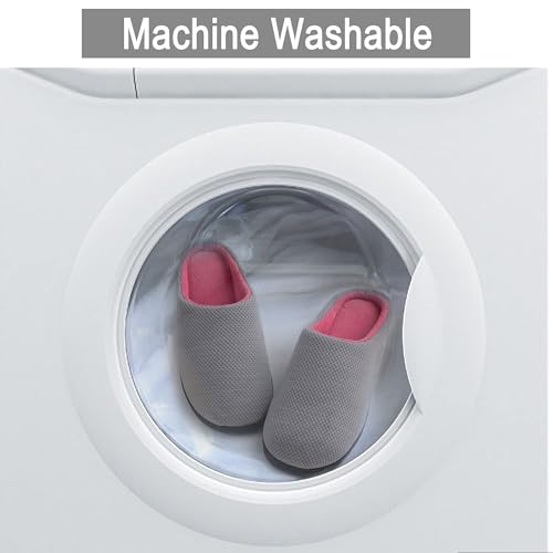 RockDove Women's Birdseye Knit Memory Foam Slipper, Size 5/6 UK Women, Gray and Pink - 6