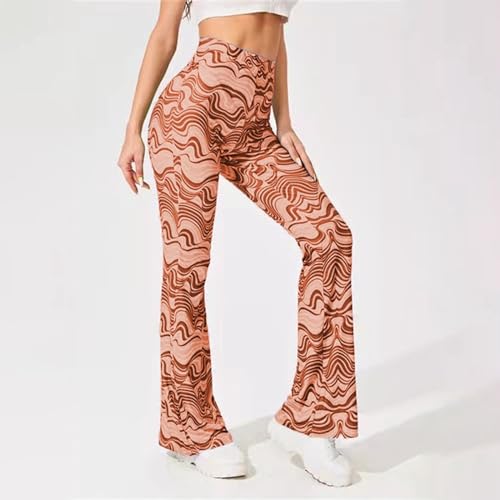 Pantalon grande taille imprimé ondulé d'eau coupe évasée stretch
