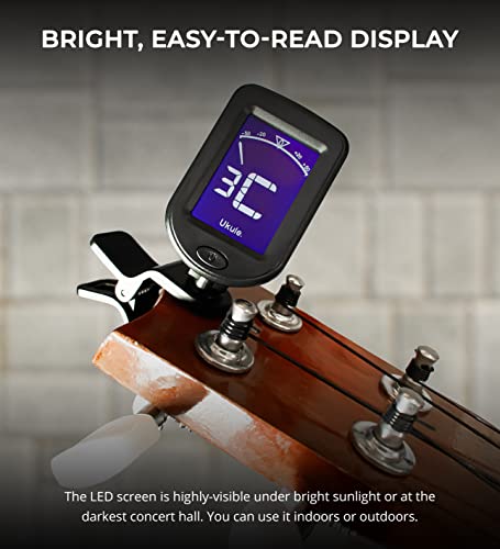 Blucoil Professional Clip-On Tuner With Lcd Display, 360 Degree Rotation Clamp For All String Instruments, Acoustic And Electric Guitar, Bass, Ukulele, Violin, Chromatic Tuning Modes, And More #TOP2