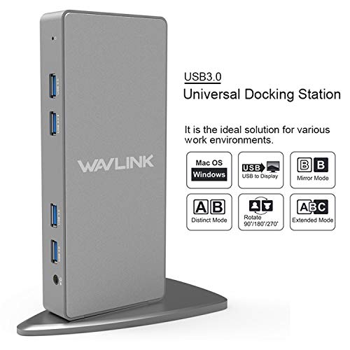 WAVLINK estação de acoplamento para laptop USB 3.0 Monitor duplo, modo espelhado e estendido para Wi