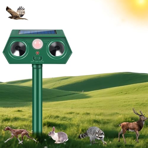 2 Pezzi Repellente per Gatti,Ultrasonico Solare Alimentato Animale Deterrente, Impermeabile,Deterrente per uccelli,Dissuasori per Piccioni,Efficace (1Pezzi- verde)