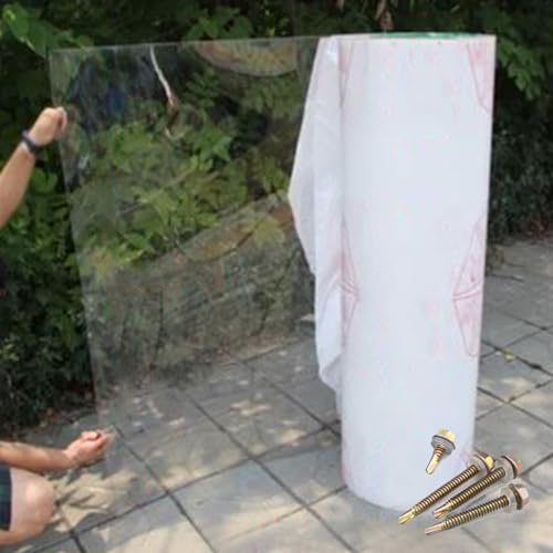 Clear Polycarbonate Sheets Plastic Roof Panel,Impact Resistant PC Board,Daylighting Panels,Pergola Carport Greenhouse Canopy Replacement Cover,Screws (1.5m x 3.5m(4.92ft x 11.5ft))