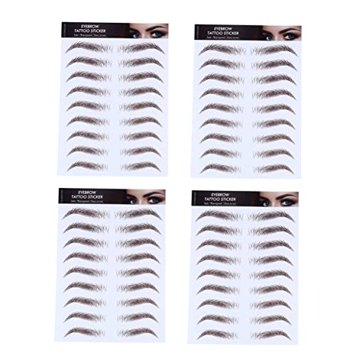 NOLITOY 4個 眉ステッカー タツゥーシール タツー シール 防水眉 まつげ 眉シェイパーステンシル 眉転写シール 模造眉 眉転写ステッカー 眉ステンシル 水転写紙、大豆インク