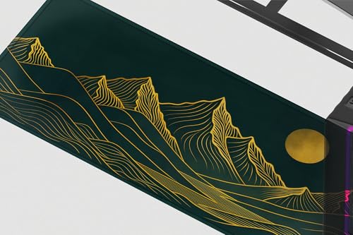 Image of Gold Moonlit Range Premium Desk Mat | Anti-Skid | Anti-Slip | 80 x 30 cm | Laptop Mat for Work from Home /Office /Gaming- Extended Mouse pad and Keyboard Desk mat