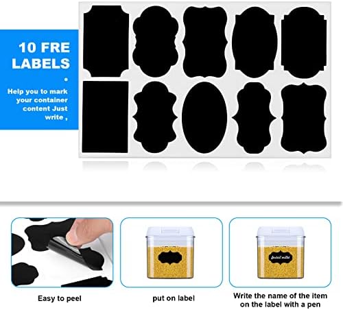 Airtight Food Storage Containers Set, Kitchen and Pantry Organisation Containers Plastic Canisters with Airtight Lid Ideal for Cereal, Flour, Sugar, Nuts, Pasta, Storage Jars 7PCS (White Lid)