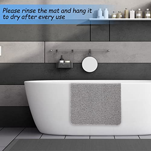 SOBEAU Alfombrilla de Ducha Antideslizante Ma, Alfombrilla Antideslizante con Orificios de Drenaje, Alfombrilla de Ducha de lufa Texturizada, Lavable, para baño y Zonas húmedas (Gris, 40 x 60 cm)