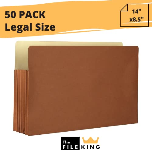 The File King Expanding Accordion File Folder - Legal Size | Box Of 50 Redropes | 5.25” Expansion | Store And Organize Papers | Keep Records In One Place | Save Time Searching #TOP1