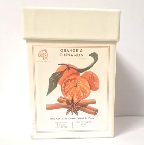 Orange & Cinnamon Fine Vegetable Soap Set 3 x 150g | Triple Milled Natural Bar Soap | Refreshing & Nourishing Skincare | Luxurious Gift Set for Women & Men