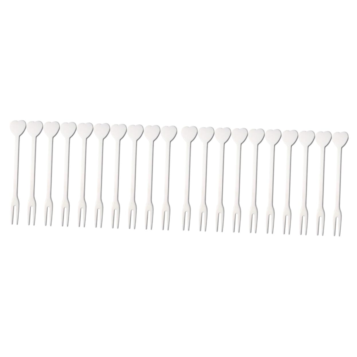 Cabilock 2sets Heart Design Fruit Forks Stainless Steel Dessert Forks Wedding Cake Cutting Party Supplies Home Banquet 10pcs*2