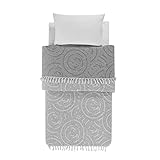 Mixibaby Tagesdecke Wohndecke Wendedecke Kuscheldeck Sofadecke Couchdecke Mandala 200x230, Farbe:grau