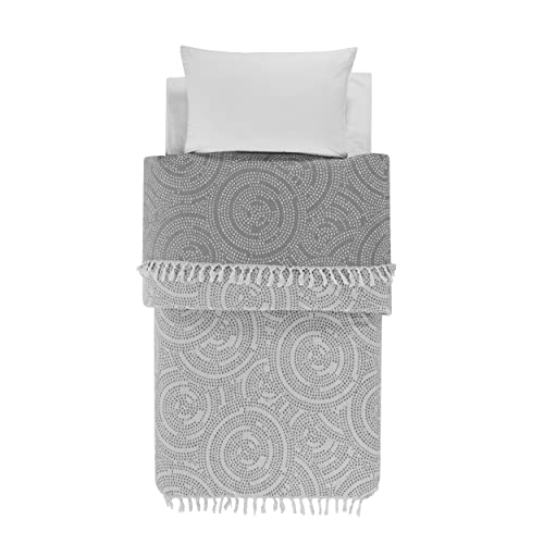 Mixibaby Tagesdecke Wohndecke Wendedecke Kuscheldeck Sofadecke Couchdecke Mandala 200x230, Farbe:grau