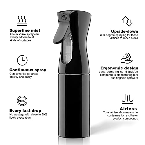 Foto von Mabox Sprühflasche Haar, 200ml Kontinuierliche Ultra Fine Mist Wasserflaschens, nachfüllbare Sprühflasche mit feinem Nebel für Haarstyling, Bügeln, Reinigen, Beschlagen, Garten und Hautpflege