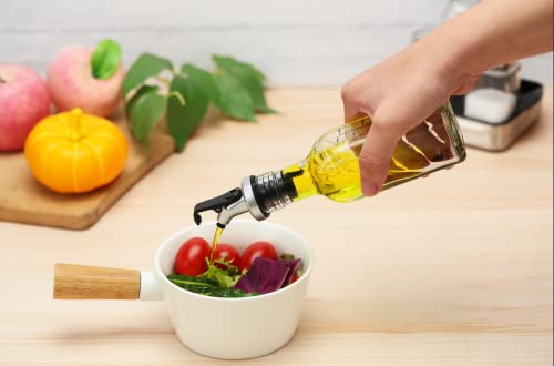 Premium Salt Pepper Oil Vinegar Table Set w/Stainless Steel Plated Caddy - Olive Oil Vinegar Salt Pepper Dispenser Set w/Caddy Holder - Salt Pepper Oil Vinegar Set w/Free Refill Funnel & Shaker Lid