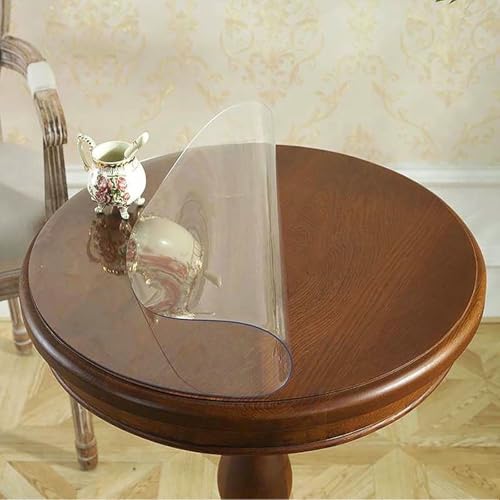 Protège-table rond transparent 130 cm en plastique imperméable 2 mm - 3