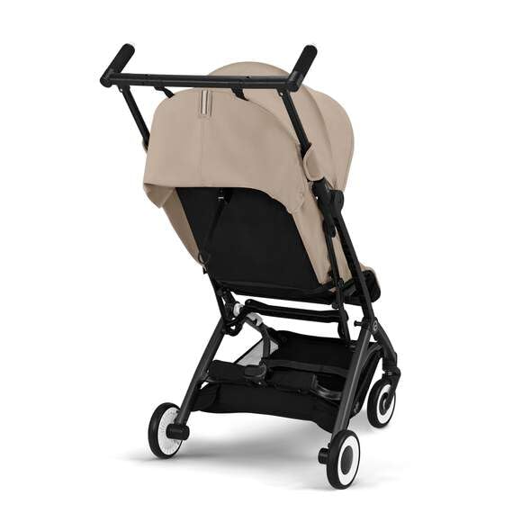 CYBEX Libelle Travel Stroller - Carry-On Compliant, Ultra-Compact & Lightweight (13.7 lbs), Easy & Compact Fold, One-Pull Harness, Adjustable Recline, Travel System Ready – Almond Beige/Black Frame by Cybex - Image 2