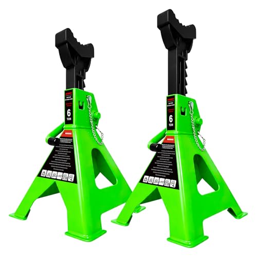 YATOINTO 6 Ton Jack Stands Heavy Duty (13,200 LBS Capacity),Car Jack Stand for Trucks with Double Pin Locking & Rubber Pads, 15.6'-23.4' Adjustable for Garage,Home,&DIY,1 Pair Vibrant Green
