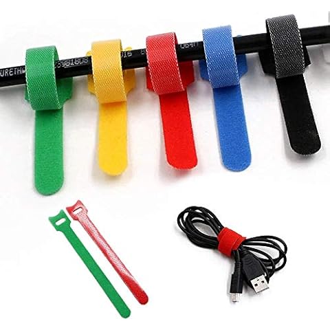 RED SHIELD Reusable Zip Cable Ties. Organize Cables with Hook and Loop Strap Fastener. Flexible, Adjustable, Microfiber Cloth & Releasable Ties. Great Wrap Management. 5 Colors, 50 Pcs & 6 Inches. Cover