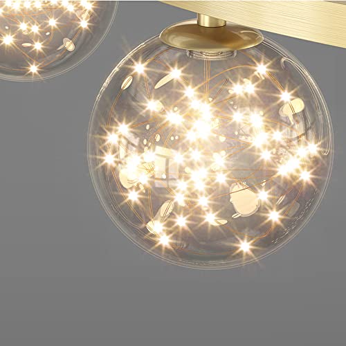 Knoxc Chandelier Modern Led Light, 3S Collection Brass Paint, Gypsophila Crystal Glass Ball，Adjustable Hanging Light Chandelier Contemporary Ceiling Light, Dimmable 2700K - 6500K/100Cm #TOP6