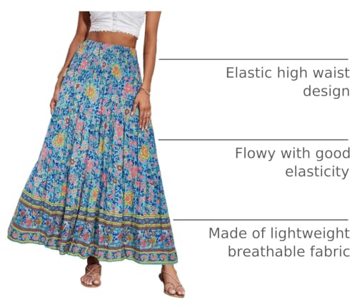 Image of CFLONGE Summer Maxi Skirts for Women 2026 Trendy Floral A Line Boho Skirt