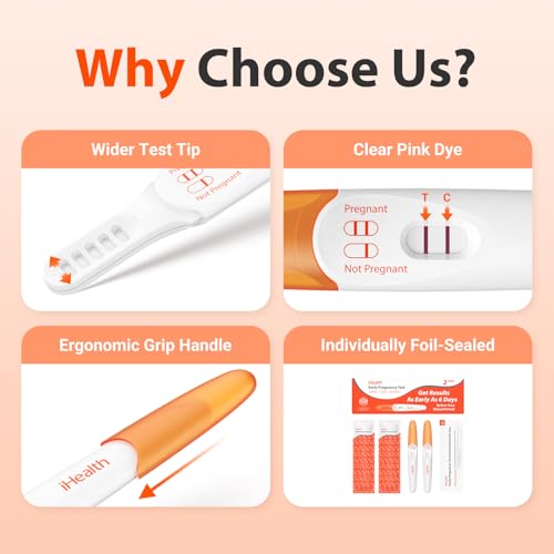 iHealth Early Pregnancy Test 2-Pack, Ultra-Sensitive Detection, Over 99% Accurate. Get Reliable Results 6 Days Before Your Missed Period. Easy at-Home HCG Fertility Test Kit, Individually Wrapped