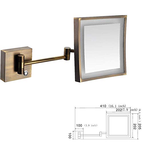 Miroir de maquillage mural grossissement 3X éclairé LED 8 pouces avec bras extensible 4,3 rotatif - 7