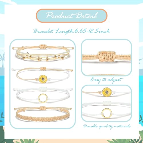 choice of all Cute Bracelets Sunflower Bracelet Boho Surfer Friendship Bracelet Adjustable String Blue Bracelet for Women Trendy Jewelry Gifts4