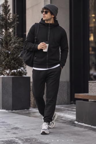 COOFANDY Men's Long Sleeve Tracksuit Athletic Full Zip Sweatsuit Lightweight Hooded Sweat Suits with Zipper Pockets (Black M) - image 2