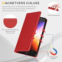 Kirnntca Handyhülle für iPhone SE 2022/2020 iPhone 8/7 Hülle, Kartenfach Premium PU Leder Klapphülle Schutzhülle, Standfunktion Tasche Flip Case für iPhone SE 2022/2020 iPhone 8/7 - Red – Ansicht 3