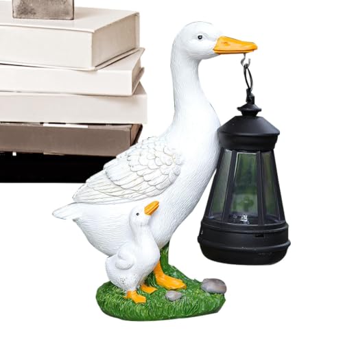 Statue de jardin en forme de canard avec structure en résine étanche et panneau solaire