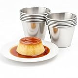 LOW&EE Moules Acier inoxydable Lot de 12 - Moule à Flan - Moule à Pudding-Moules à Muffins- Faciles de démouler-Pour gâteaux cannelés, madeleines, brownies -Bol à sauce - Ø 7 cm