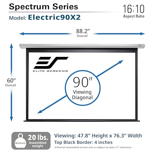 Image of Elite Screens Spectrum, 90-INCH Diag 16:10, Motorized Projector Screen Movie Home Theater Gaming 4K /8K Ultra HD Ready, ELECTRIC90X2