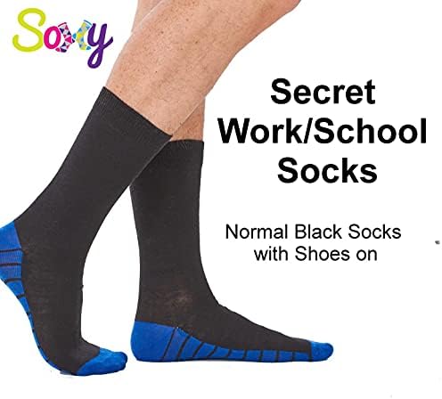 Soxy Mens Days of the Week Socks - 7 Pack - Cotton Rich Colour Sole, Heel & Toe Socks - Black-Multi Colour - UK Shoe Size 6-11