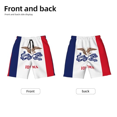 Iowa State Flag Youth Beach Pants, Soft and Breathable, with Drawstring Waist, Suitable for Sports and Leisure.2