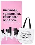 Jay Franco Sex and The City Beach Tote Bag and Towel Set - Canvas Shoulder Handbag Measures 16 x 14 Inches Double Straps with Super Soft and Absorbent 28 x 58 Inch Beach Towel