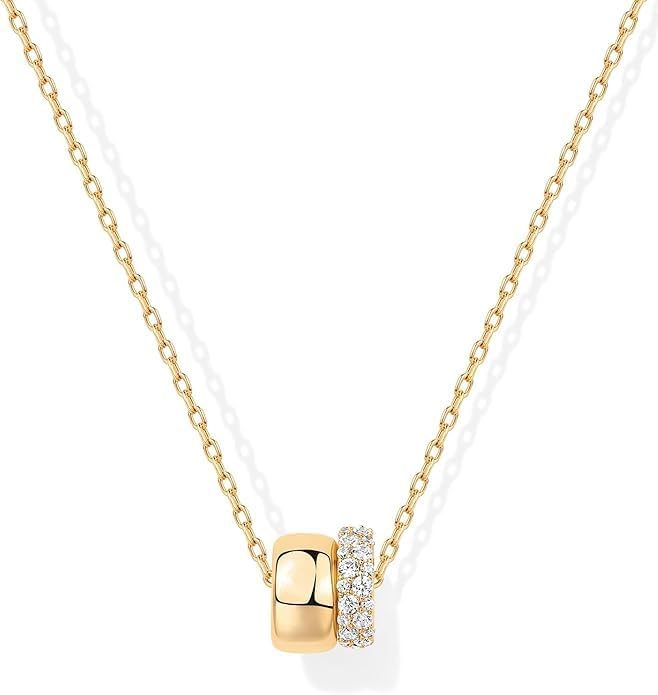 عقد بقلادة رونديل بلونين للنساء من يلا جوي - سلسلة انيقة مطلية بالذهب عيار 14 قيراط مرصعة بالزركونيا المكعبة